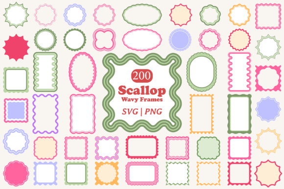 Download Scallop Wavy Frame SVG PNG Bundle - Frame Collection