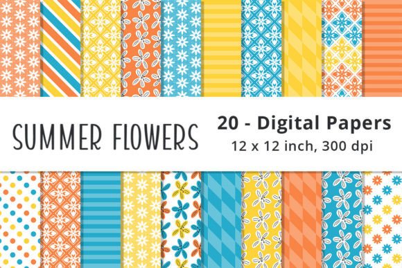 Download Blue, Yellow and Orange Floral Patterns - Orange Collection