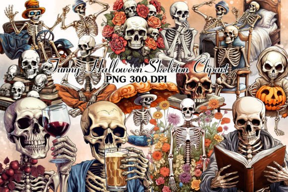 Download Funny Halloween Skeleton Clipart Bundle - Skeleton clipart Collection