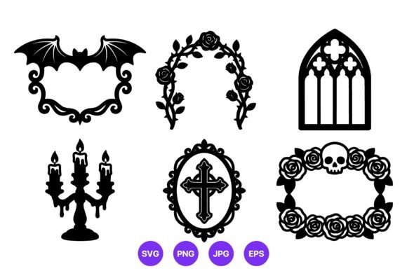 Download Gothic Frame Set Black Silhouettes - Frame Collection