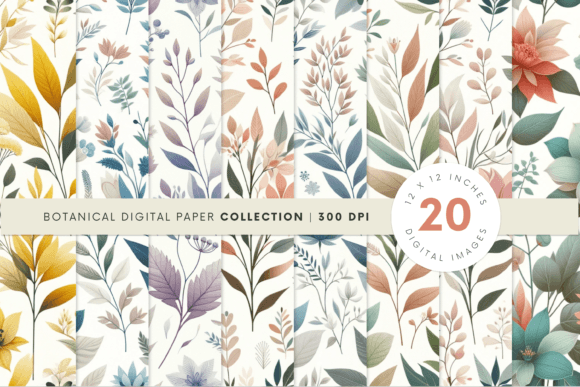 Download Botanical Background Digital Paper V2 - Botanical background Collection