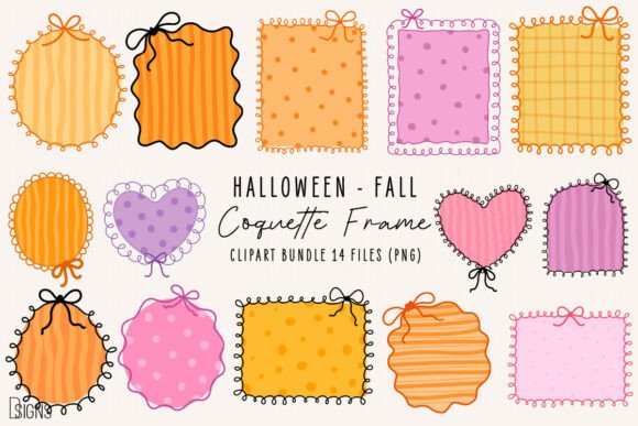 Download Halloween Fall Coquette Frame Bundle Png - Frame Collection