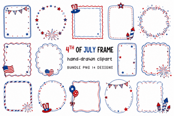 Download Hand-drawn 4th of July Frame Clipart Set - Frame Collection