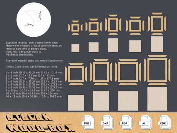 Download Standart Imperial Picture Frame Cut File - Frame Collection