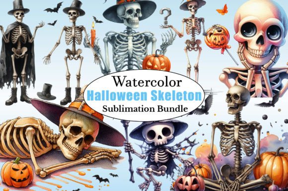 Download Watercolor Halloween Skeleton Clipart - Skeleton clipart Collection