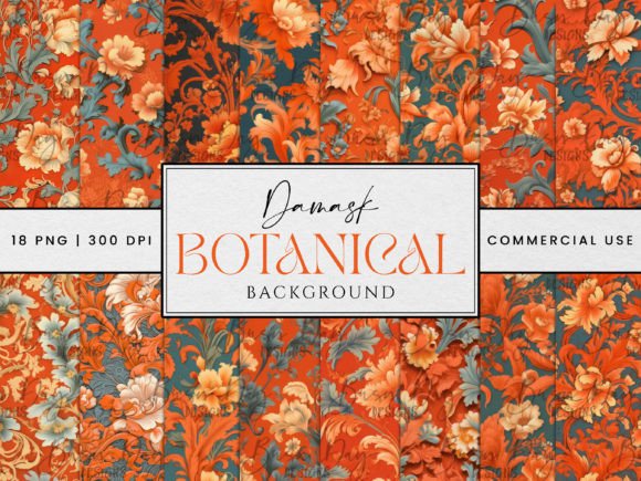 Download Vintage Damask Botanical Background - Botanical background Collection