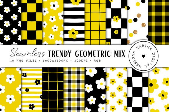 Download Black &amp; Yellow Trendy Geometric Patterns - Geometric patterns Collection