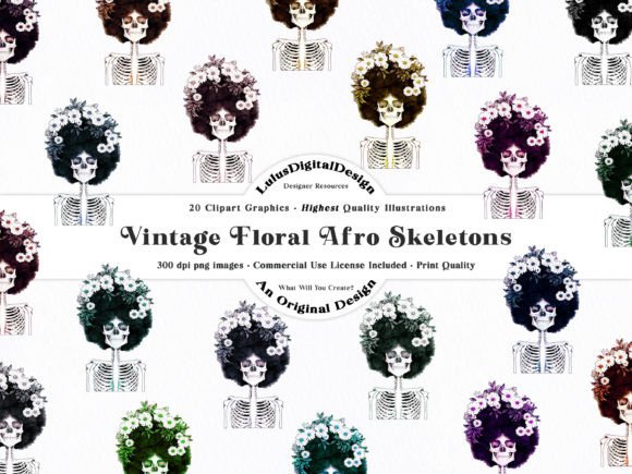 Download Halloween Afro Skeleton Clipart Set - Skeleton clipart Collection