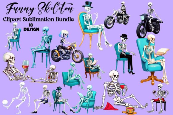 Download Funny Skeleton Clipart PNG Bundle - Skeleton clipart Collection