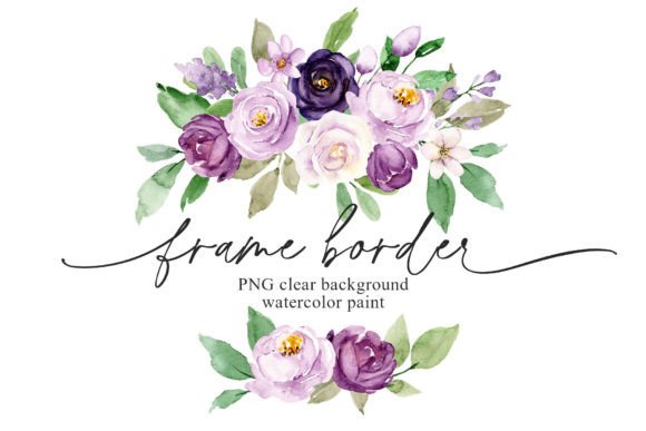 Download Frame Border, Violet Watercolor Flowers. - Frame Collection
