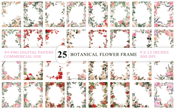 Download Vintage Botanical Flower Frame PNG - Frame Collection